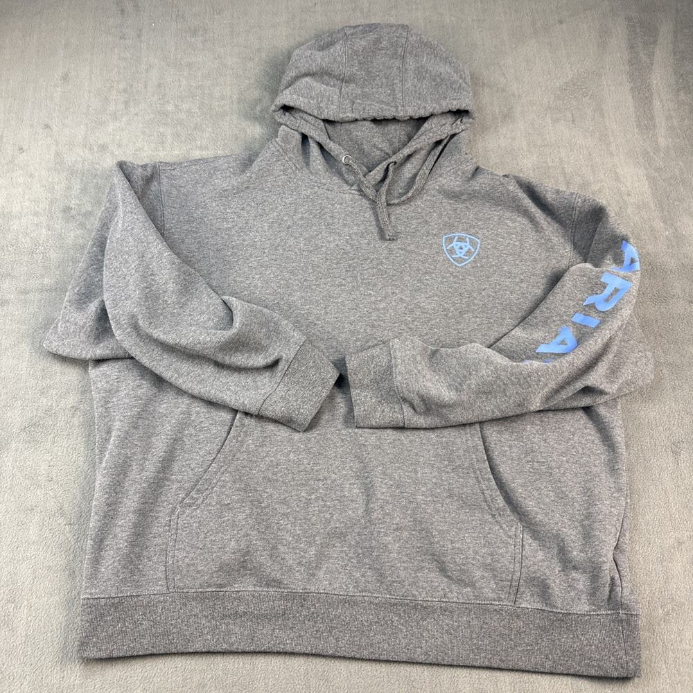 Ariat Men's Logo Hoodie Sweatshirt Fleece Charcoal Heather XXL
